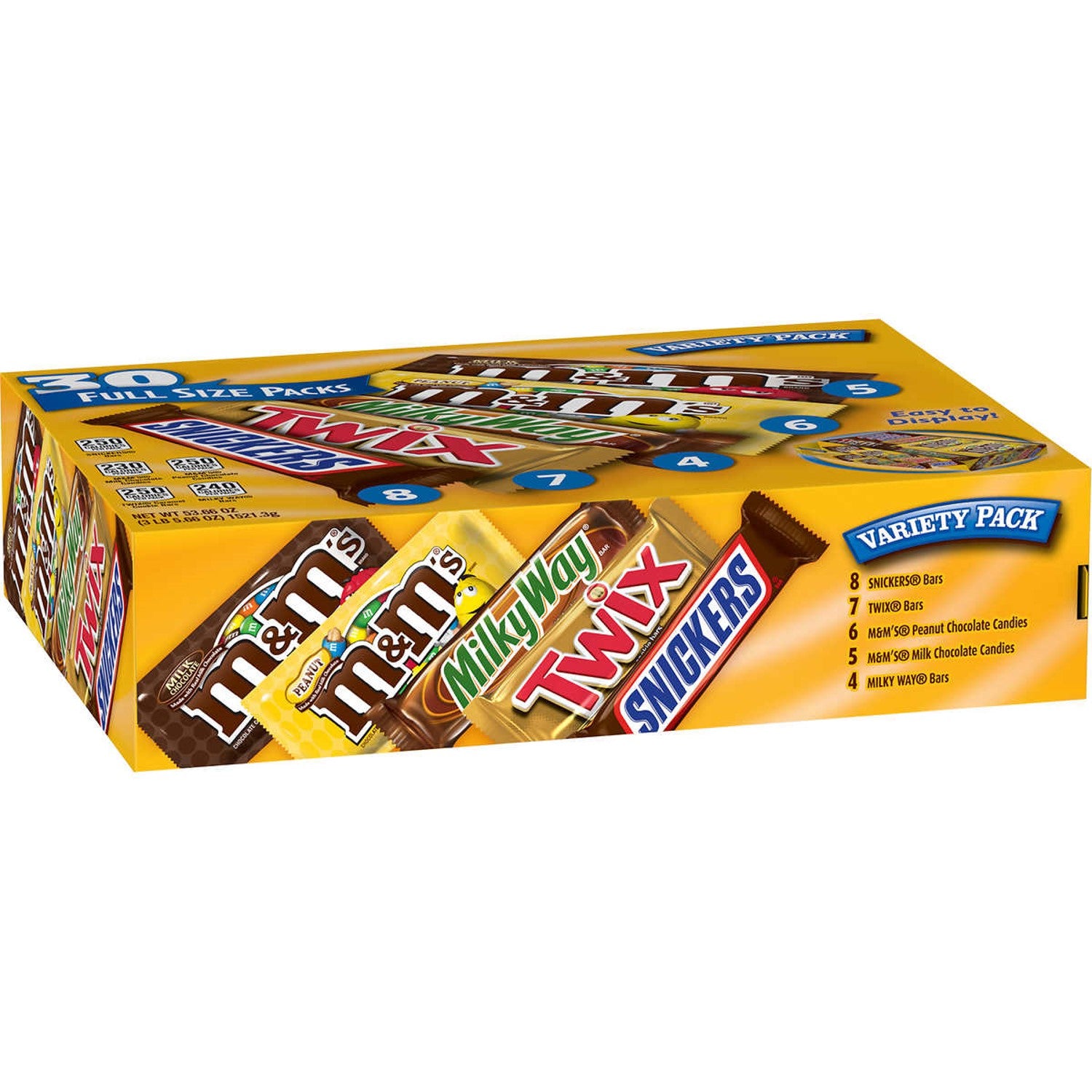 M&M's, Snickers and More Chocolate Candy Bars, Variety Pack, 30